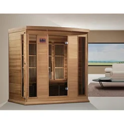 Maxxus Saunas 4 Person Low EMF FAR Infrared Carbon Canadian Red Cedar Sauna Multicolor