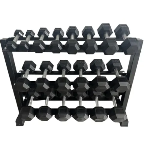 Mayhem Strength Rubber Hex Dumbbells 210lb Set Black