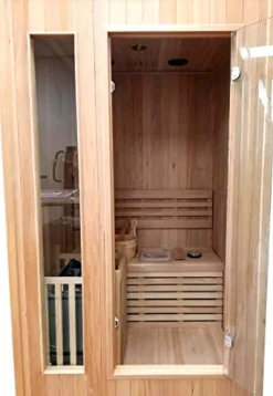 MCP Sauna Canadian Hemlock Wood Traditional Swedish Indoor Sauna Spa 48″ 1-2 Person 6KW Heater
