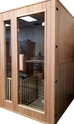 MCP Sauna Canadian Hemlock Wood Traditional Swedish Indoor Sauna Spa 48″ 1-2 Person 6KW Heater