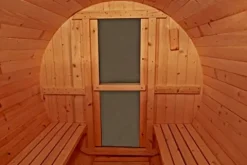 MCP Sauna Canadian Pine Wood Outdoor Barrel Sauna 4 Person 9KW Heater Lava Rocks