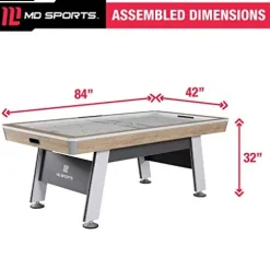 MD Sports 7′ Hinsdale Air Powered Hockey Table with Pusher and Puck Set White/Gray
