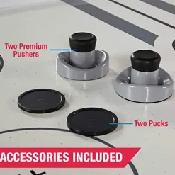 MD Sports 7′ Hinsdale Air Powered Hockey Table with Pusher and Puck Set White/Gray