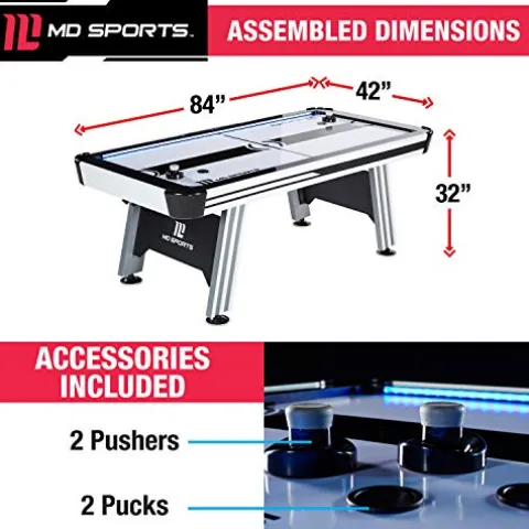 MD Sports Arcade Air Hockey Table White/Black/Gray