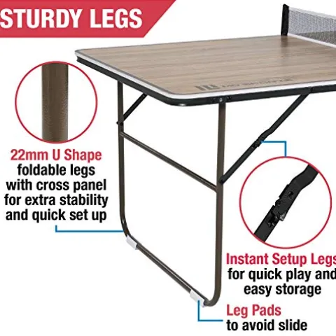 MD Sports Quick Fold Table Tennis Table Brown Wood Grain & White