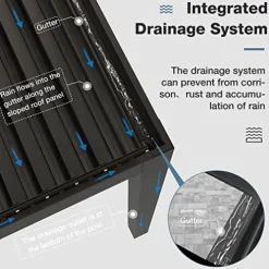 MeetLeisure 12′ x 16′ Outdoor Louvered Pergola with Adjustable Roof White Frame