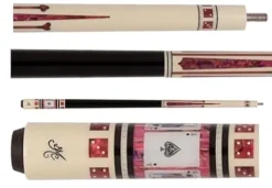 Meucci Casino Series Pool Cue White Stain/Pink Paua