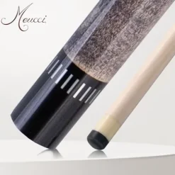 Meucci Pool Cue – SW Bar Box 1, Smoke Stained Forearm, Curly Maple Points, High Impact Cue Tips, Irish Linen Wrap – 19 Oz Professional Billiard Stick