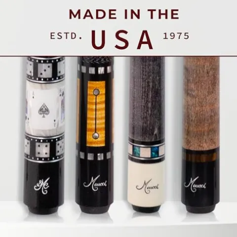 Meucci Pool Cue – SW Bar Box 1, Smoke Stained Forearm, Curly Maple Points, High Impact Cue Tips, Irish Linen Wrap – 19 Oz Professional Billiard Stick