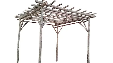 MGP Bark on Teak Log Wood Pergola 10′ x 10′ x 8′ H