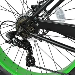 MICARGI 26” Beach Cruiser Bicycles Fat Tire Bikes 18.5-Inch Medium High-Tensile Steel Frame, Variable 7 Speed Green BK/NGRN