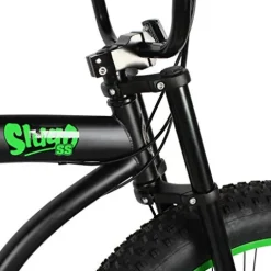 MICARGI 26” Beach Cruiser Bicycles Fat Tire Bikes 18.5-Inch Medium High-Tensile Steel Frame, Variable 7 Speed Green BK/NGRN