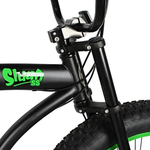 MICARGI 26” Beach Cruiser Bicycles Fat Tire Bikes 18.5-Inch Medium High-Tensile Steel Frame, Variable 7 Speed Green BK/NGRN