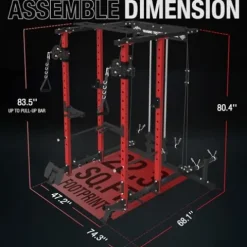 Mikolo Power Cage with LAT PullDown, Cable Crossover & Pulley System Red