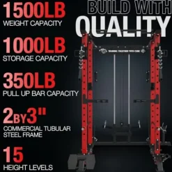Mikolo Power Cage with LAT PullDown, Cable Crossover & Pulley System Red