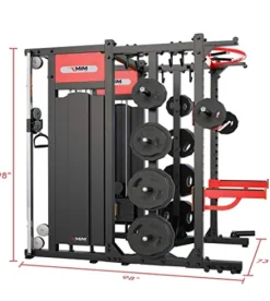 MiM USA Commercial Smith Machine Functional Trainer & Power Rack Black Red