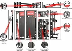 MiM USA Commercial Smith Machine Functional Trainer & Power Rack Black Red