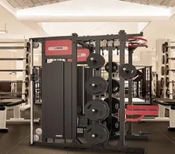 MiM USA Commercial Smith Machine Functional Trainer & Power Rack Black Red