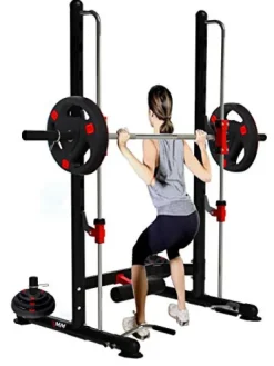 MiM USA Compact Smith Machine and Squat Rack Pro Black and Red