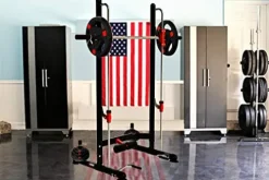 MiM USA Compact Smith Machine and Squat Rack Pro Black and Red