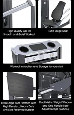 MiM USA Leg Press Hack Squat Machine Black