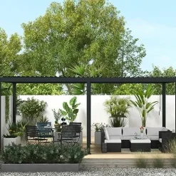 MIRADOR 111DA Louvered Pergola 10Ft x 20Ft Adjustable Roof Charcoal