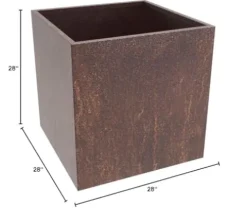 MK Designs Corten Steel Cube Outdoor Planter X-Large 28″ L x 28″ W x 28″ H
