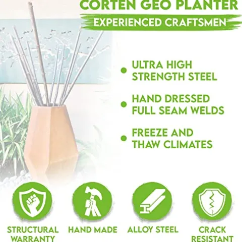 MK Designs Corten Steel Geo Outdoor Planters Black 33″ W x 33″ D x 51″ H