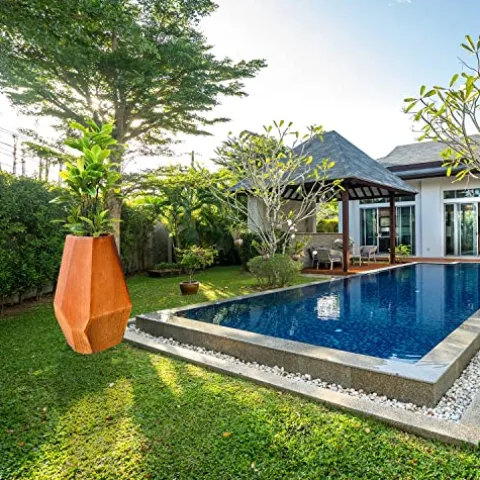 MK Designs Corten Steel Geo Outdoor Planters Black 33″ W x 33″ D x 51″ H