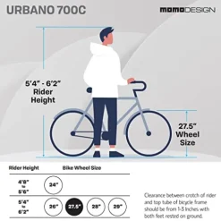 MOMODESIGN Hybrid Bike Shimano 21 Speeds with Disc Brake, 700C Anti-Puncture Wheels Gray