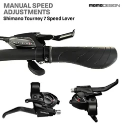 MOMODESIGN Hybrid Bike Shimano 21 Speeds with Disc Brake, 700C Anti-Puncture Wheels Gray