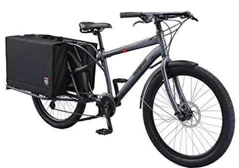 Mongoose Envoy Cargo Bike Grey 26-Inch Wheels 8-Speed Shimano Drivetrain