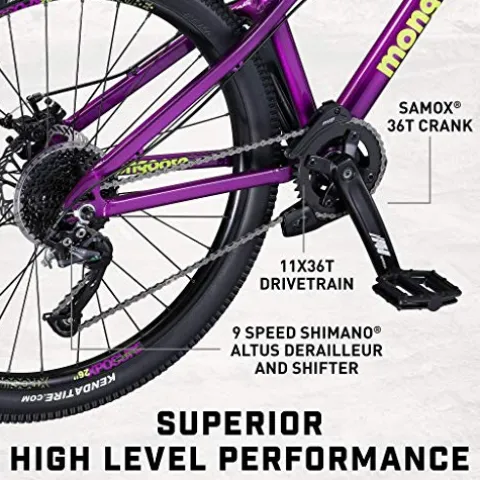 Mongoose Fireball Dirt Jump Mountain Bike 26-Inch Mechanical Disc Brakes Purple