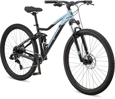 Mongoose Impasse 2.0 Mountain Bike 8-Speed Full Suspension 29-Inch Black/Blue