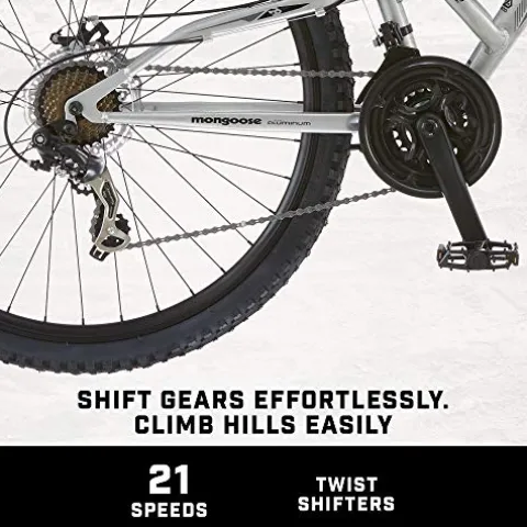 Mongoose Impasse Full Suspension Mountain Bike 18-Inch Aluminum Frame 29-Inch Wheels Silver