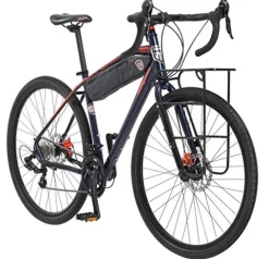 Mongoose Men’s Elroy Adventure Bike 700C Wheel Navy Blue