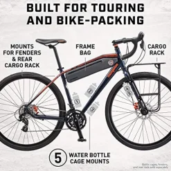 Mongoose Men’s Elroy Adventure Bike 700C Wheel Navy Blue