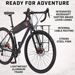 Mongoose Men’s Elroy Adventure Bike 700C Wheel Navy Blue