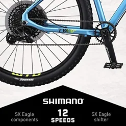 Mongoose Tyax Expert Adult Mountain Bike 29-Inch Wheels T2 Aluminum Frame Hydraulic Disc Brakes Black/Blue