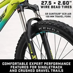 Mongoose Tyax Expert Adult Mountain Bike 27.5-Inch Yellow/Teal