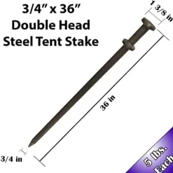 Moose Supply Double Head Heavy Duty Steel Tent Stakes 3/4 x 36 Inch 100-Pack