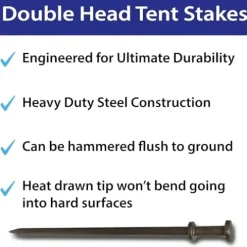 Moose Supply Double Head Heavy Duty Steel Tent Stakes 3/4 x 36 Inch 100-Pack