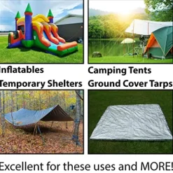 Moose Supply Inflatable Bounce House Anchoring Trio – 5 Gallon Waterbags & Steel Hook Stakes Blue, Steel