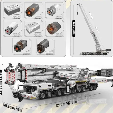 Mould King LTM11200 Technology Crane Building Set 8506 Pieces, APP Programmable White