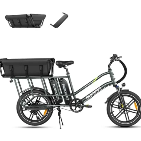 Mukkpet Dual Battery 1500W Electric Bike for Adults, 48V 30AH Removable Battery, 120 Miles, 28MPH, 20×3″ Fat Tires, Hydraulic Suspension, Large Basket, Grey