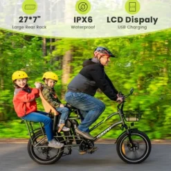 Mukkpet Dual Battery 1500W Electric Bike for Adults, 48V 30AH Removable Battery, 120 Miles, 28MPH, 20×3″ Fat Tires, Hydraulic Suspension, Large Basket, Grey