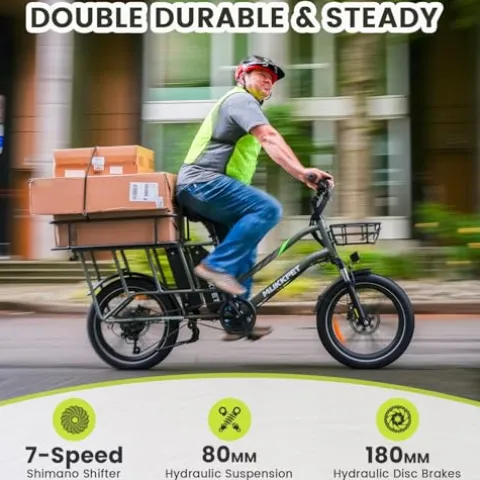 Mukkpet Dual Battery 1500W Electric Bike for Adults, 48V 30AH Removable Battery, 120 Miles, 28MPH, 20×3″ Fat Tires, Hydraulic Suspension, Large Basket, Grey