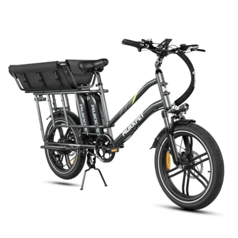 Mukkpet Dual Battery 1500W Electric Bike for Adults, 48V 30AH Removable Battery, 120 Miles, 28MPH, 20×3″ Fat Tires, Hydraulic Suspension, Large Basket, Grey
