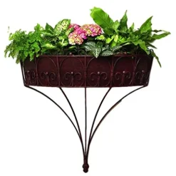 MY SWANKY HOME 42″ Oversized Wall Mounted Metal Planter Brown