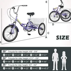 NAIZEA Adult Folding Tricycle Purple